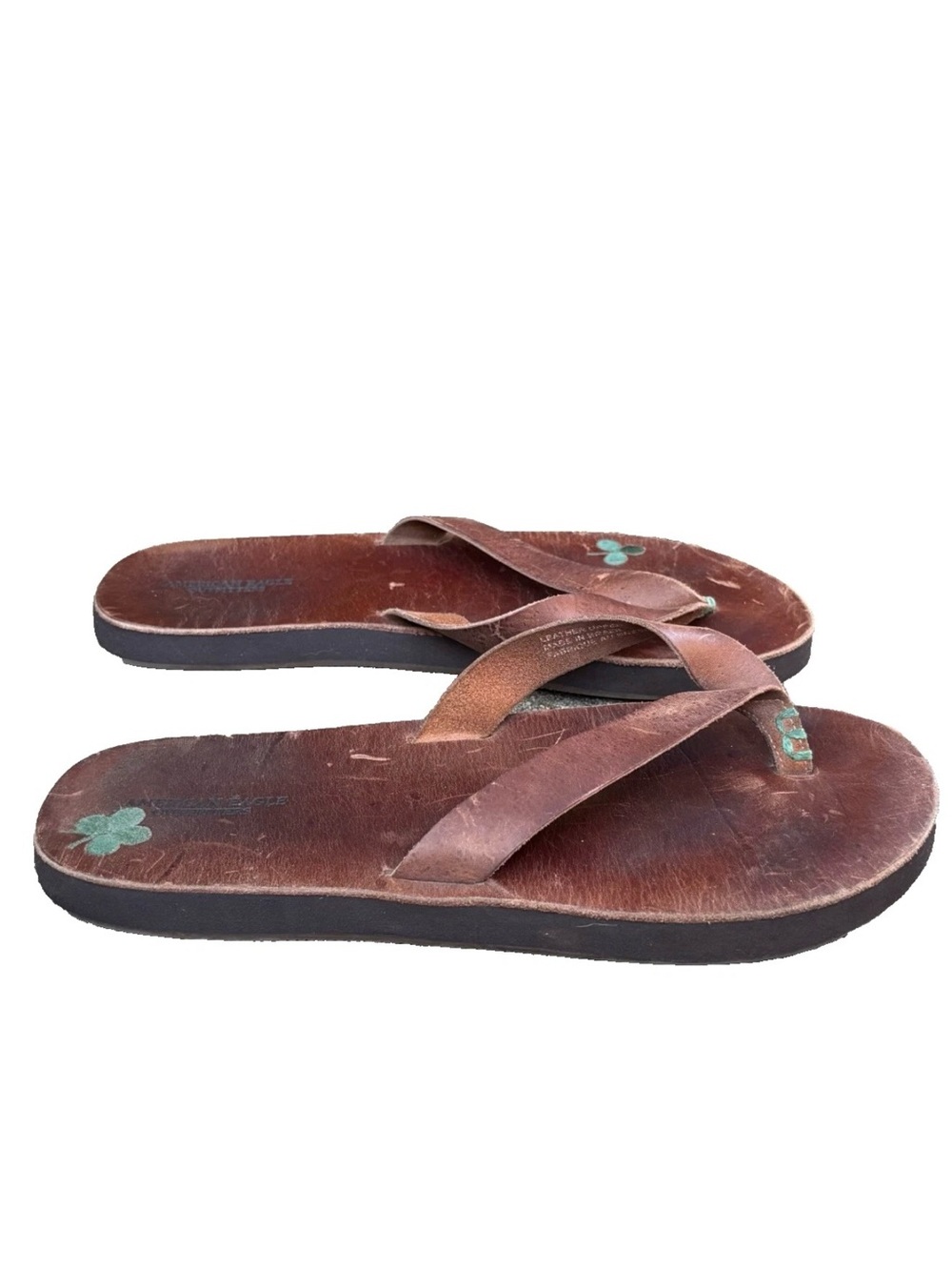 American Eagle AEO Brown Leather Men’s Thong Sandal Sz 9 Casual Preppy College